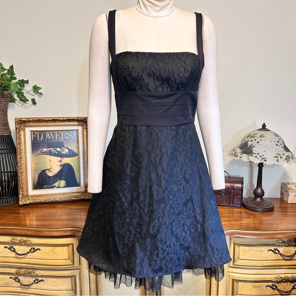 BCBG MAXAZRIA Kaya Sleeveless Black Jacquard Lace Party Evening Cocktail Dress
